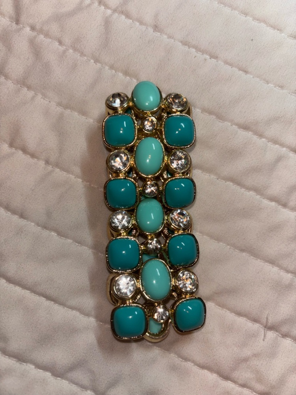 Gold-Tone Turquoise Cluster Stretch Bracelet